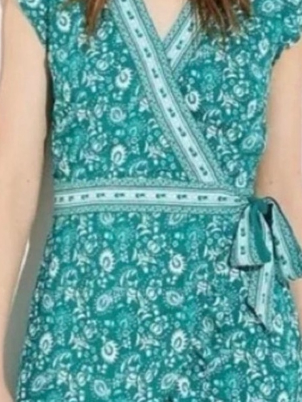 Loft Womens Kelly Green Floral Faux Wrap Romper Sz 2